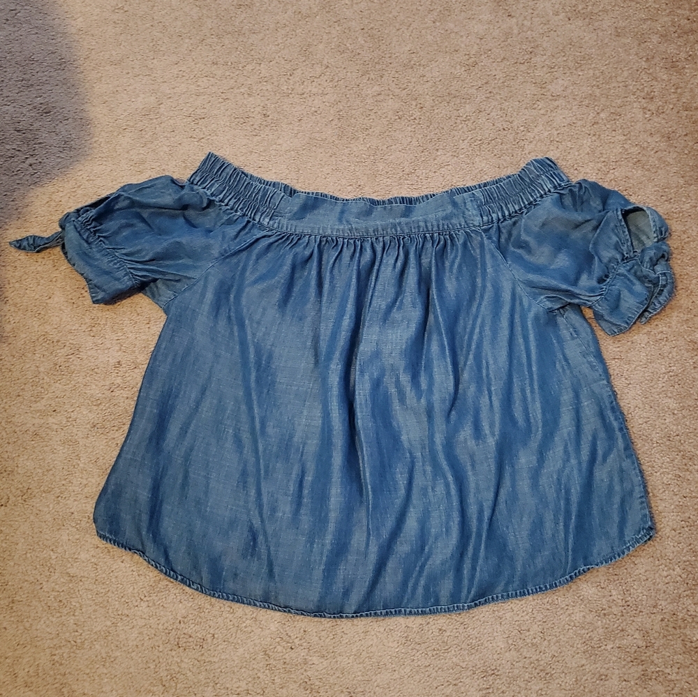 Forever 21 Off-The-Shoulder Jean-Style Top